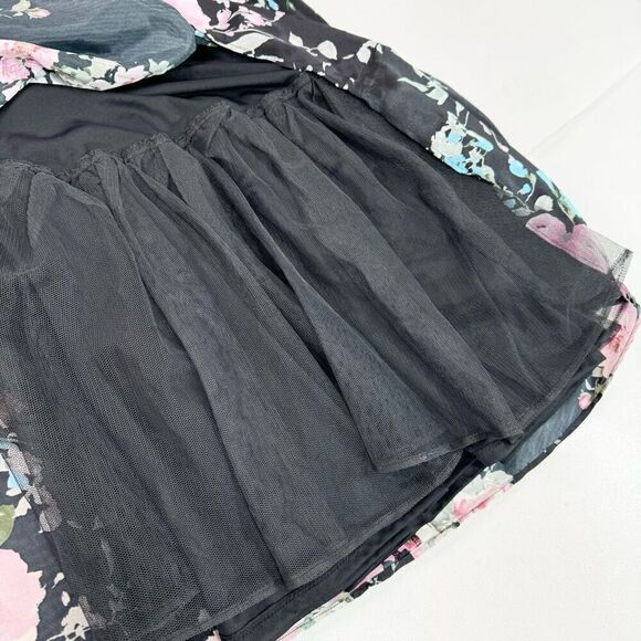 Blondie Nites by Stacy Sklar Skirt Women 1 Black Floral Print Midi A-Line Clean - Picture 5 of 9
